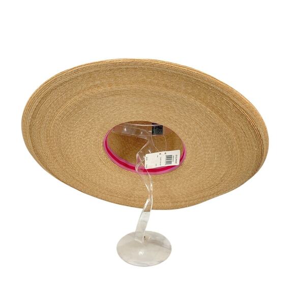 NWT Vintage COACH Straw Beach Sun Hat OS Wide Brim Floppy made in Italy - Picture 4 of 11
